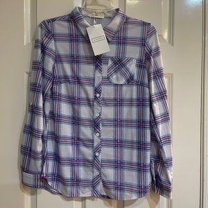 NEW Ninexis Plaid Long Sleeved Shirt Roll Tab Lightweight Size Small NWT